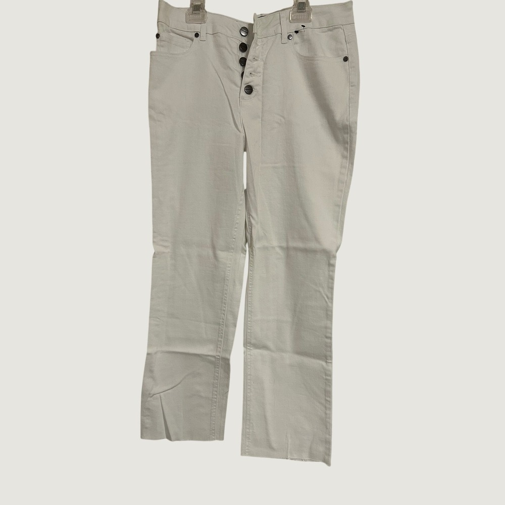 Kenneth Cole New York Womens High Rise Button‎ Fly Straight Leg Jeans White 8/29